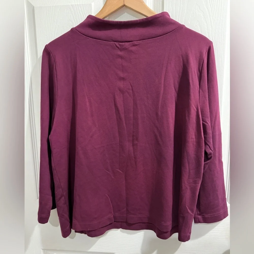 Ann Taylor Rich Purple Top Mock Neck w Button